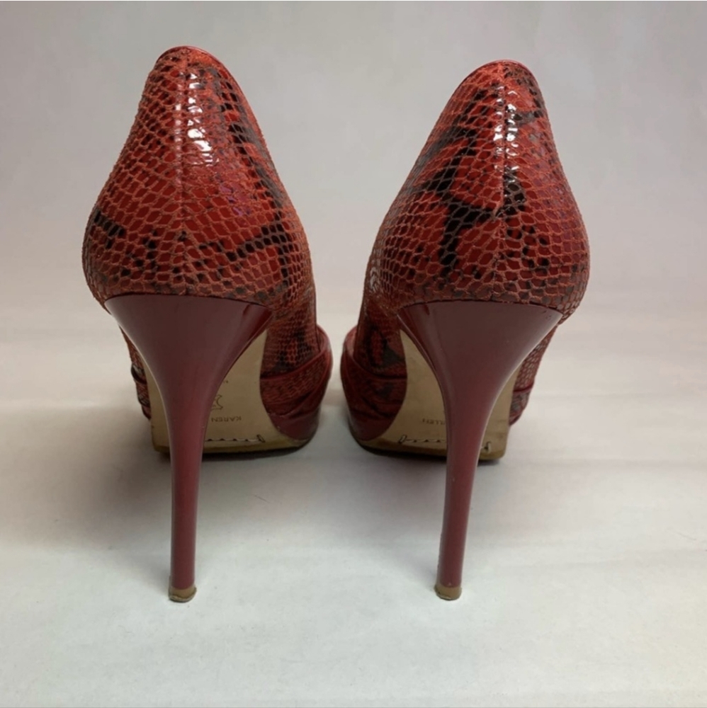 Karen Millen Red High Heel Peep Toe, Size 38 - Picture 8 of 9